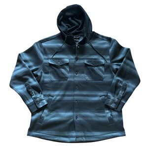 Quiksilver Men’s Striped Shacket Hooded, Button-Front Side Pockets - Large NWT